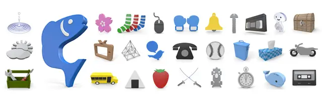 Emergency dispatch / Social network / Spray / Spring / Stopwatch / Controller / Tissue paper / Tool box / Garbage bin / Treasure box / Antenna / TV / Tweet / Ripples / Water / Free icon material